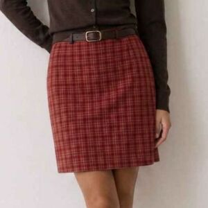 The Limited Womens Red Pink Plaid A-Line Skirt Dark Academia